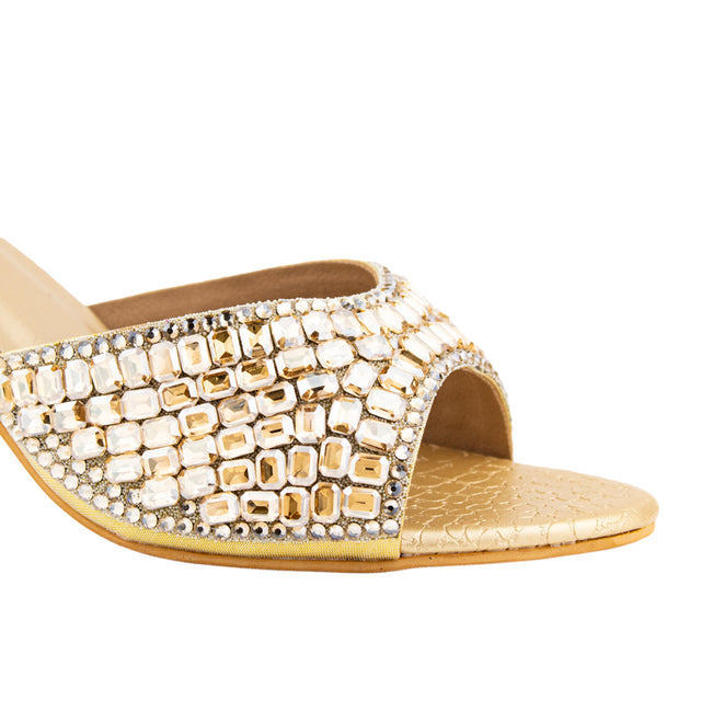 Haya Statement Gold Pencil Heel Sandals