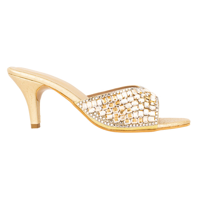Haya Statement Gold Pencil Heel Sandals