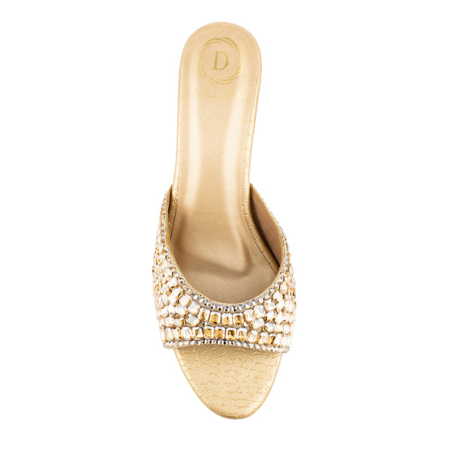 Haya Statement Gold Pencil Heel Sandals