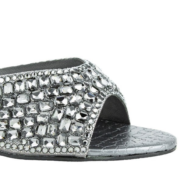 Haya Polished Grey Pencil Heel Sandals