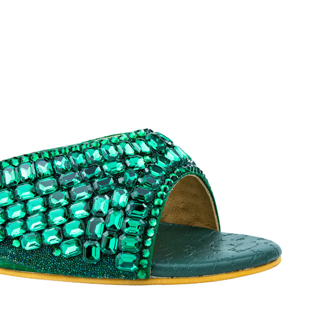Haya Sleek Green Pencil Heel Sandals