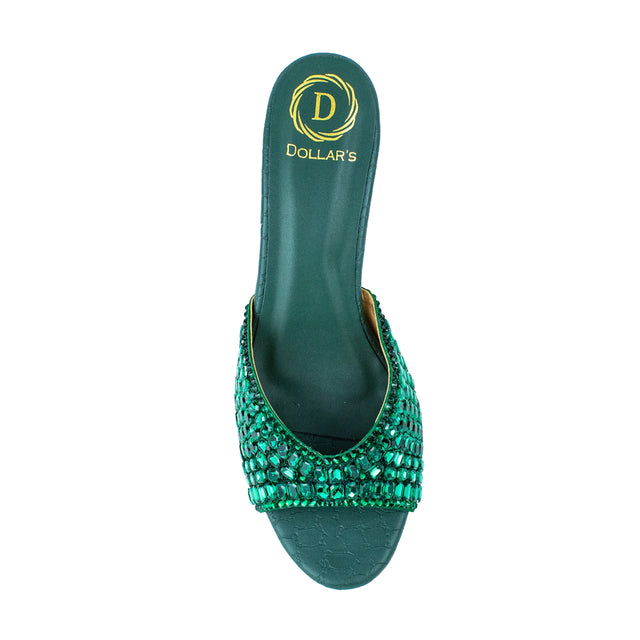 Haya Sleek Green Pencil Heel Sandals
