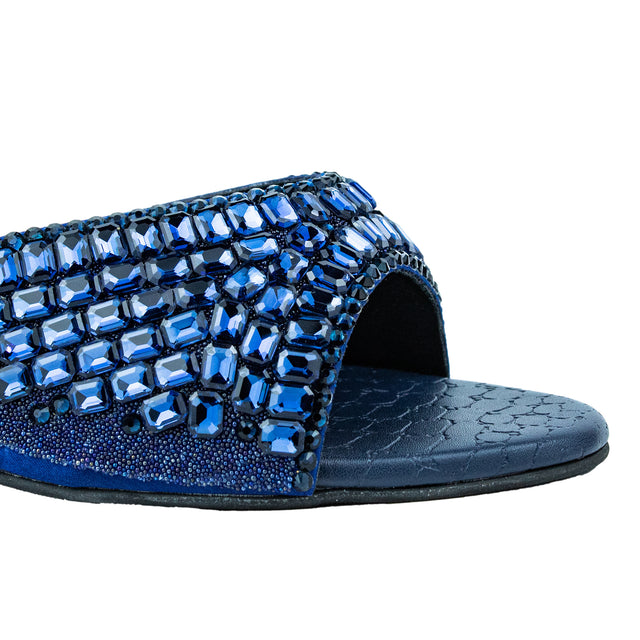 Haya Sophisticated Navy Blue Pencil Heel Sandals