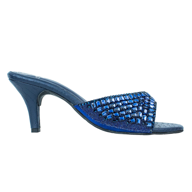 Haya Sophisticated Navy Blue Pencil Heel Sandals