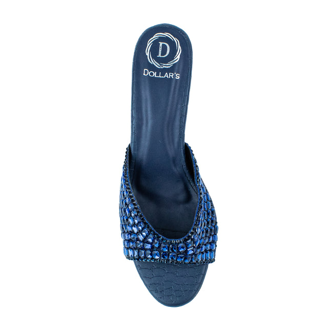 Haya Sophisticated Navy Blue Pencil Heel Sandals