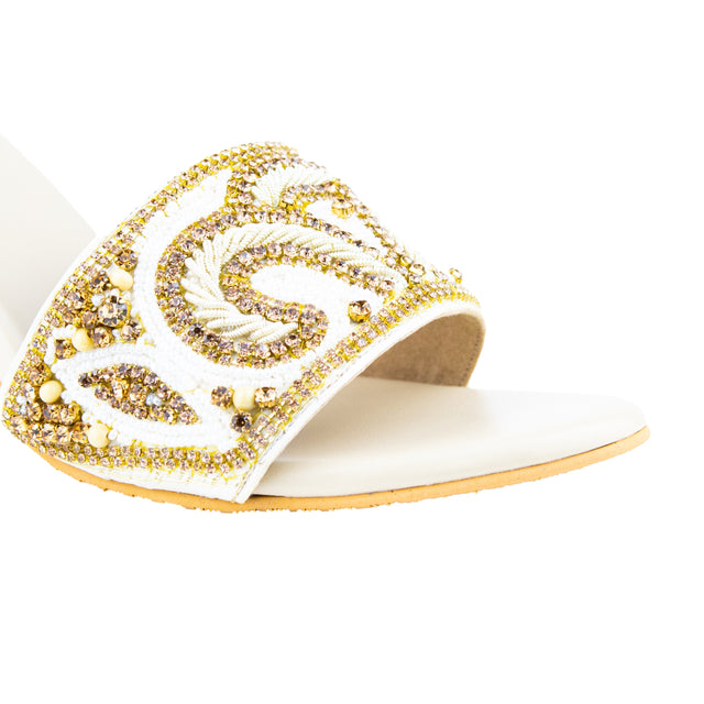 Handmade Cream Pencil Heel Sandals