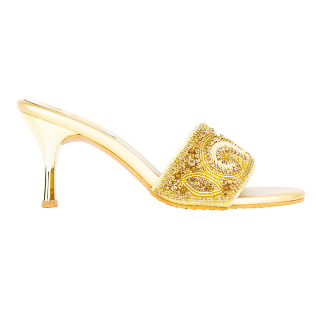 Sleek-modern Gold Pencil Heel Sandals