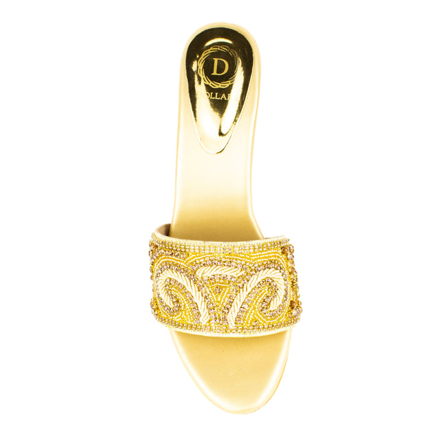 Sleek-modern Gold Pencil Heel Sandals