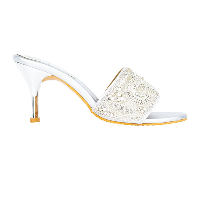 Sophisticated Silver Pencil Heel Sandals
