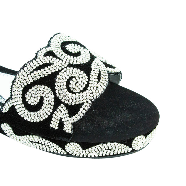 Silver Crystal Embellished Elegant Heel sandals Handcrafted Wedge