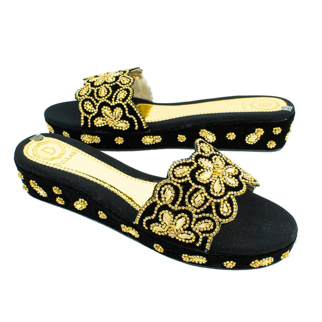 Handcrafted Gold Wedge Sandals