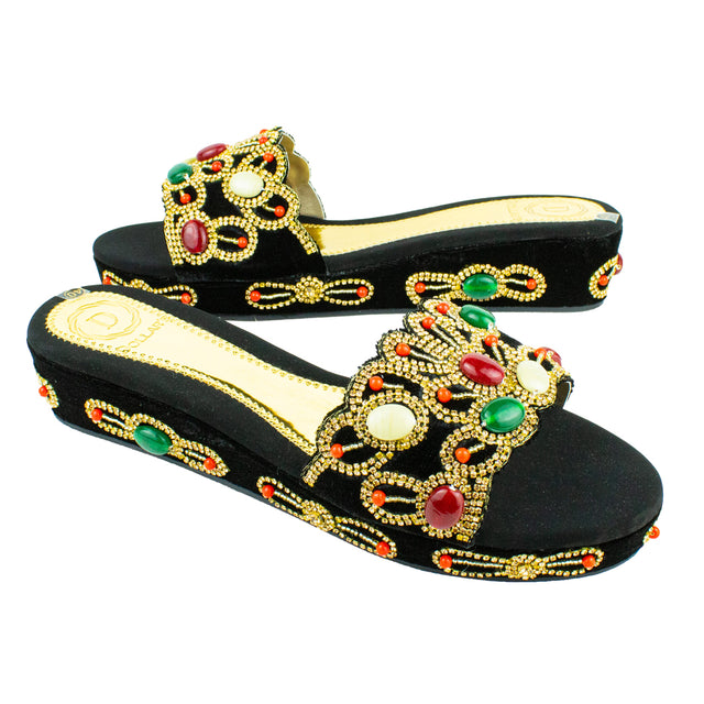 Handcrafted Gold Wedge Sandals