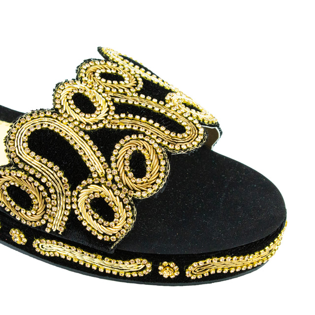 Handcrafted Gold Wedge Sandals