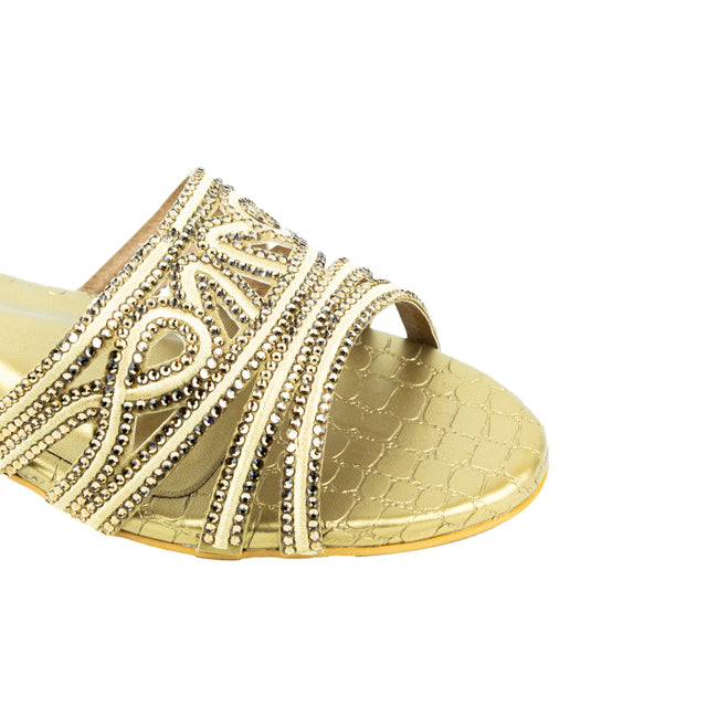 Afrah Classic Bronze Flat Slippers