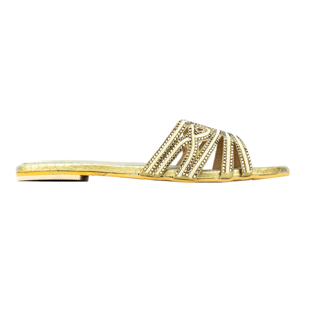 Afrah Classic Bronze Flat Slippers