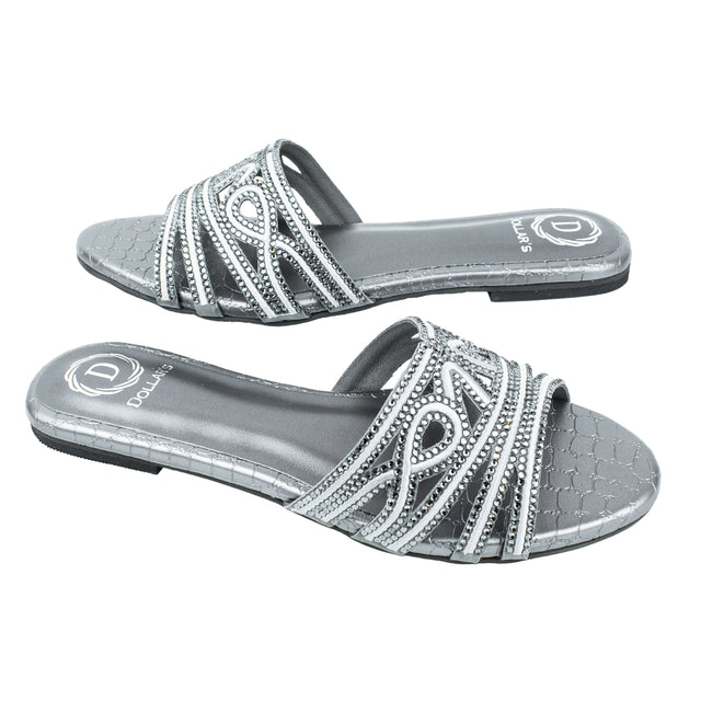 Afrah Classic Grey Flat Slippers