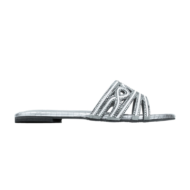 Afrah Classic Grey Flat Slippers