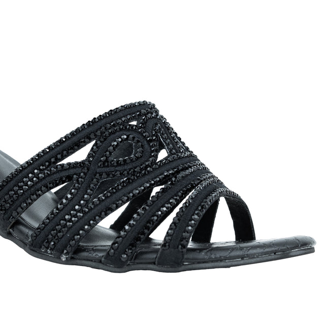 Afrah Elegant Black Pencil Heel Sandals
