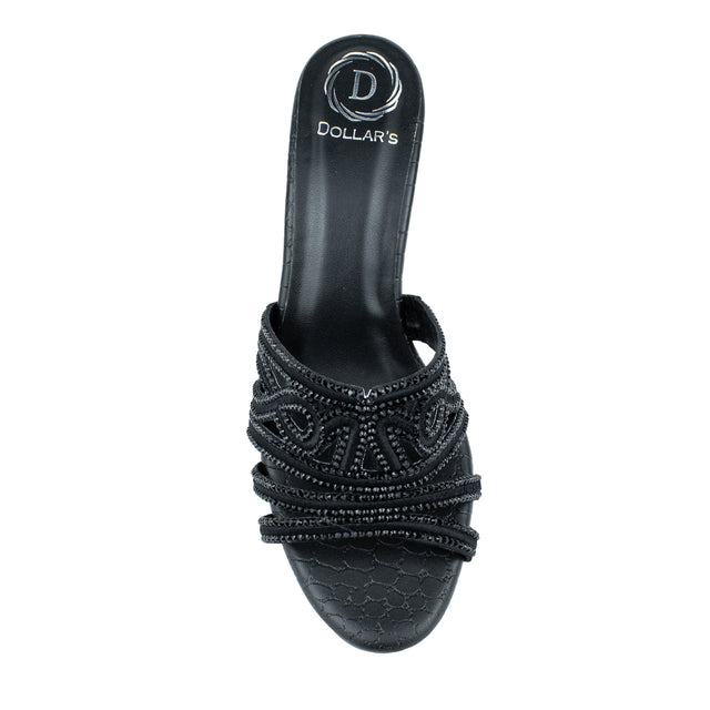 Afrah Elegant Black Pencil Heel Sandals