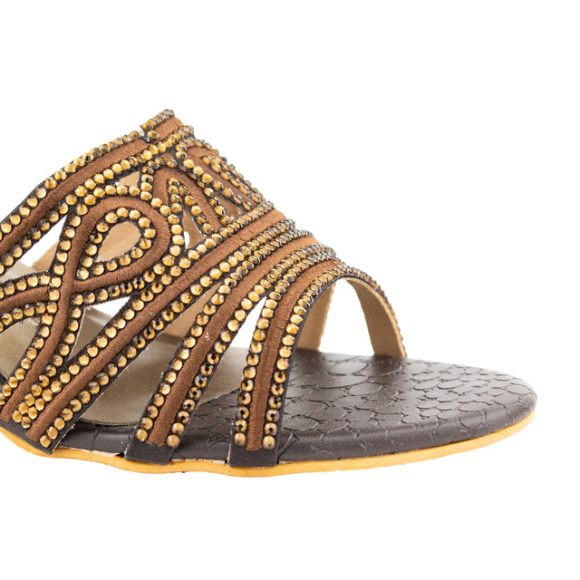 Afrah Contemporary Brown Pencil Heel Sandals