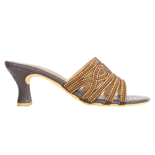 Afrah Contemporary Brown Pencil Heel Sandals