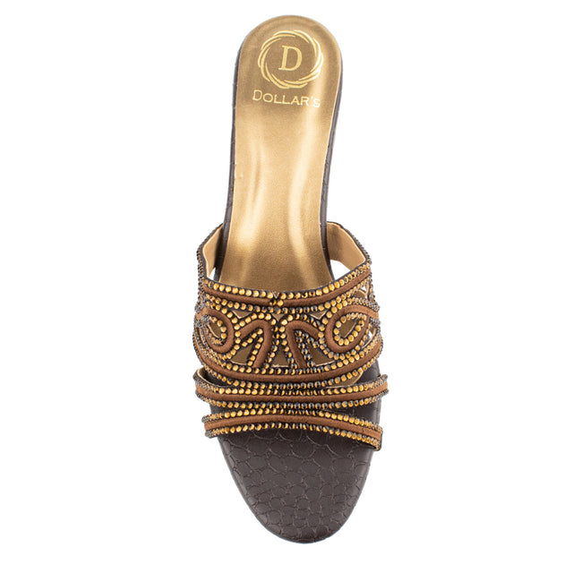 Afrah Contemporary Brown Pencil Heel Sandals