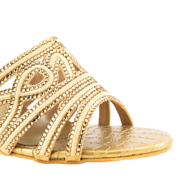Afrah Iconic-fit Bronze Pencil Heel Sandals