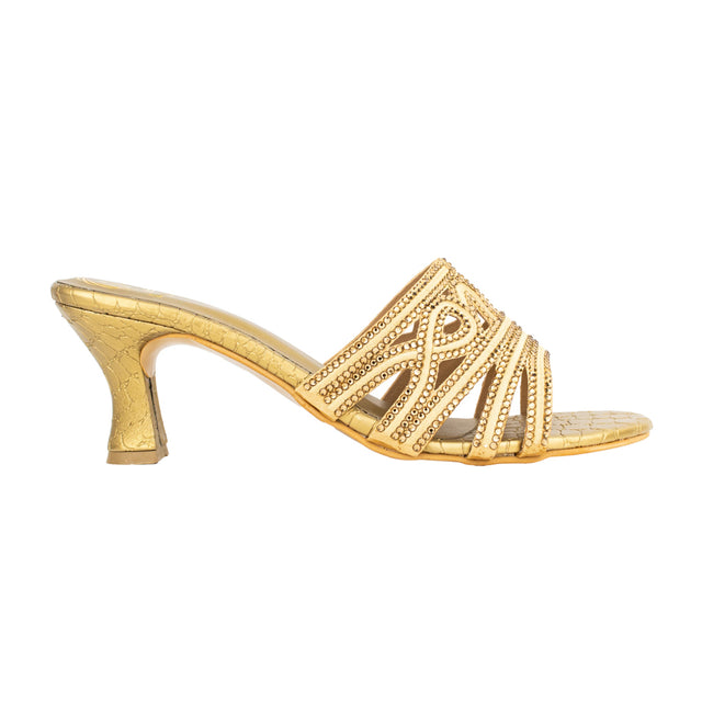 Afrah Iconic-fit Bronze Pencil Heel Sandals