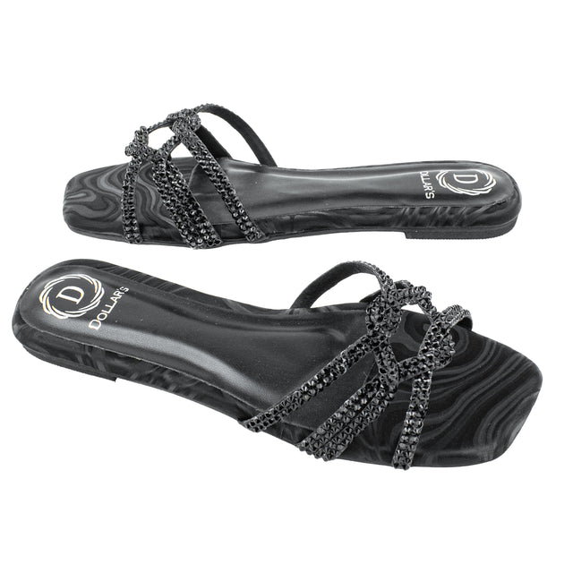 Bella Enchanting Black Flat Slippers