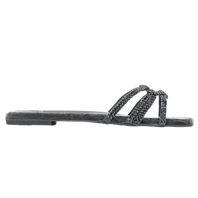 Bella Enchanting Black Flat Slippers