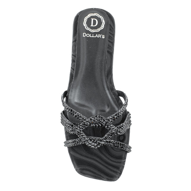 Bella Enchanting Black Flat Slippers