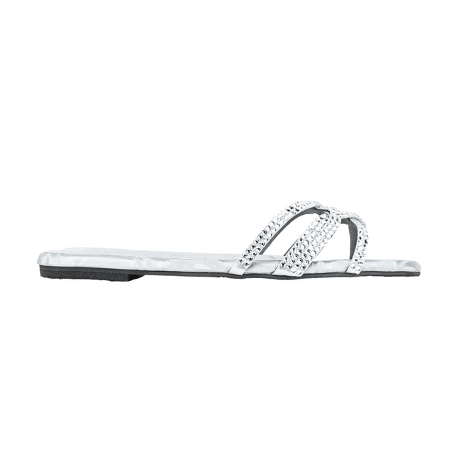 Bella Modern Silver Flat Slippers