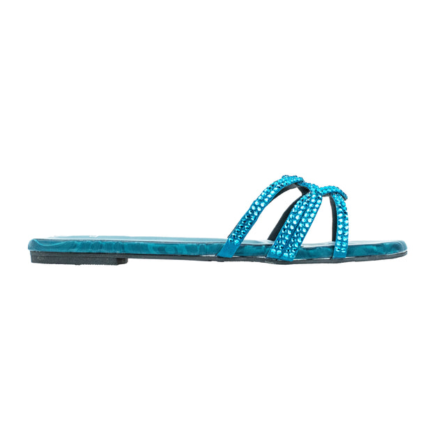 Bella Bold Teal Flat Slippers
