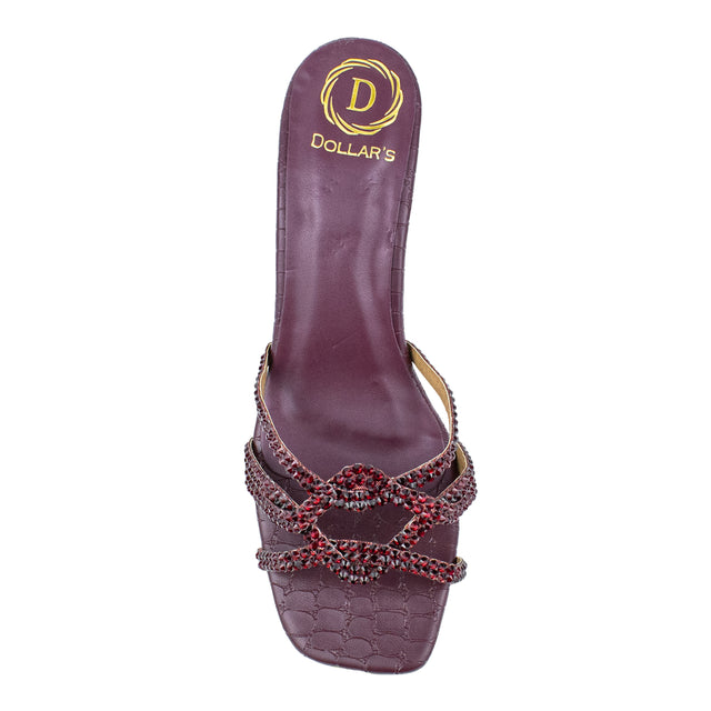 Bella Luxe Maroon Block Heel Sandals
