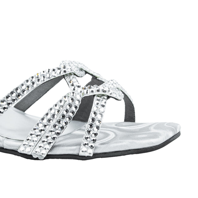 Bella Contemporary Silver Block Heel Sandals