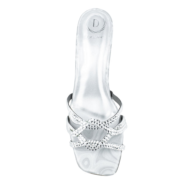 Bella Contemporary Silver Block Heel Sandals