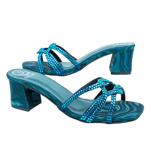Bella Luxurious Teal Block Heel Sandals