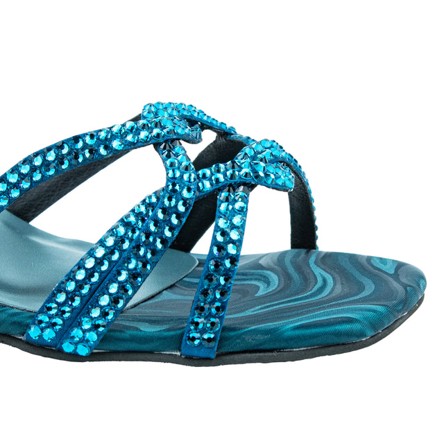 Bella Luxurious Teal Block Heel Sandals