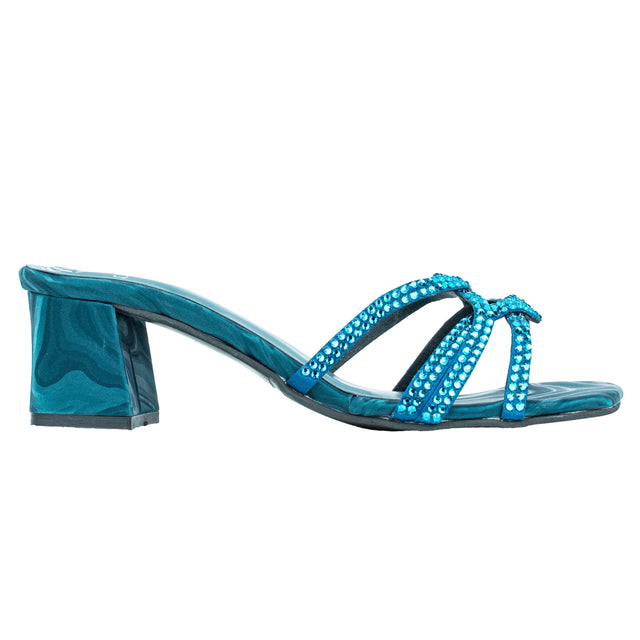 Bella Luxurious Teal Block Heel Sandals