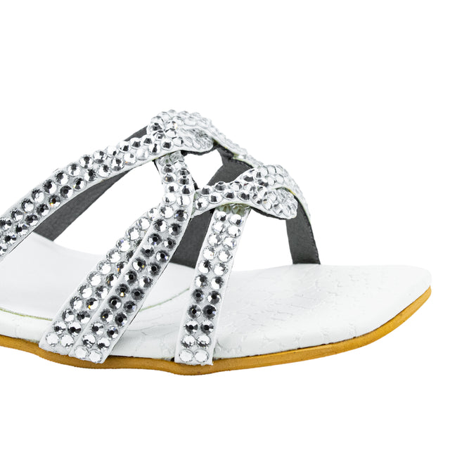 Bella Opulent White Block Heel Sandals
