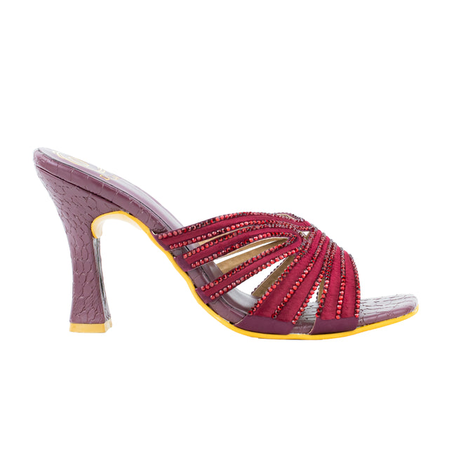Nora Iconic-fit Maroon High Heel Sandals