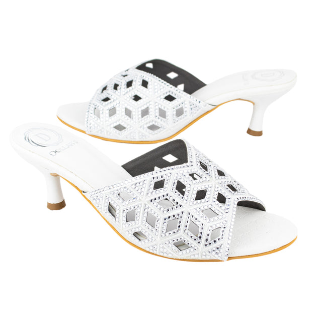 Stylish White Pencil Heel Sandals