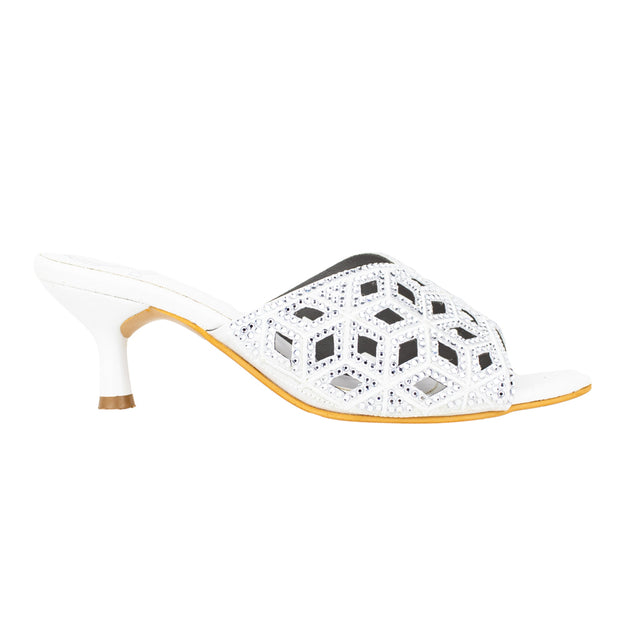 Stylish White Pencil Heel Sandals