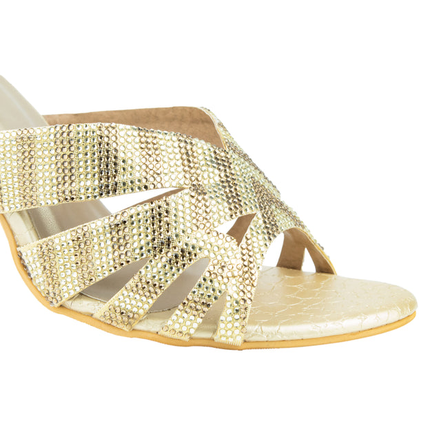 Trendy Gold High Heel Sandals