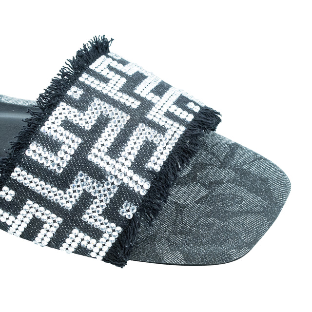Handcrafted Black Flat Slippers