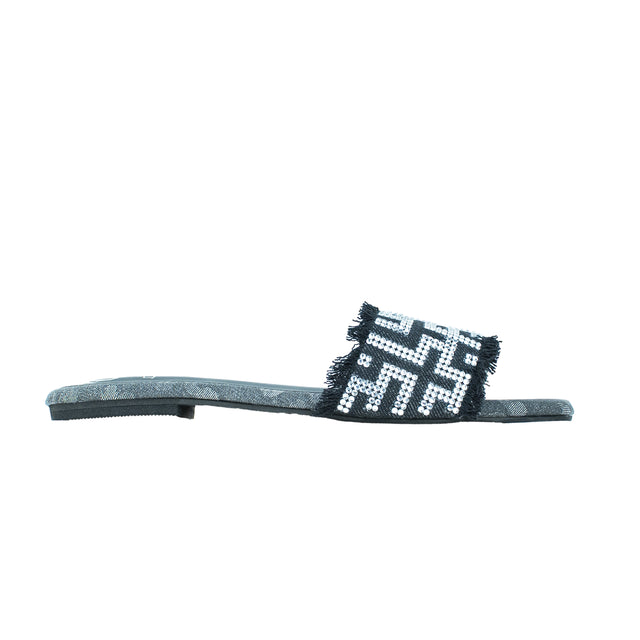 Handcrafted Black Flat Slippers