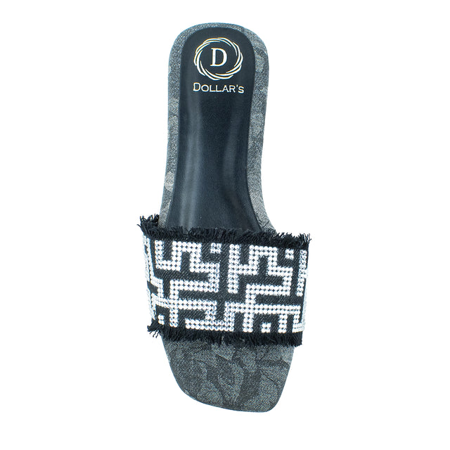 Handcrafted Black Flat Slippers