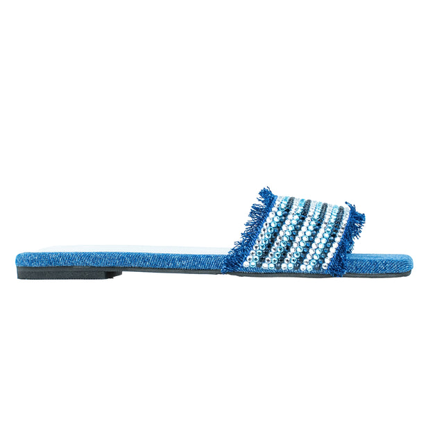Glamorous Blue Flat Slippers