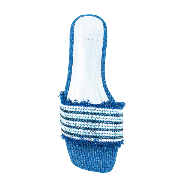 Glamorous Blue Flat Slippers