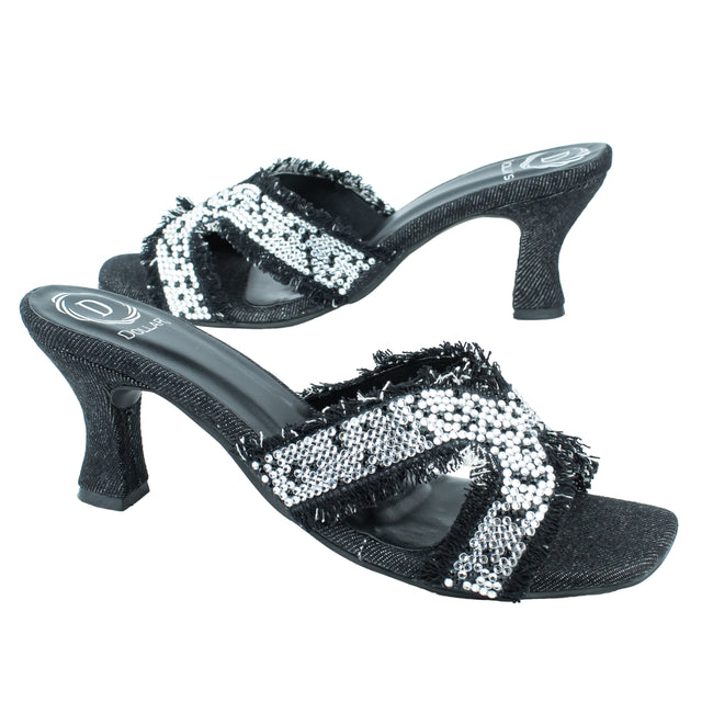 Exclusive Black Pencil Heel Sandals